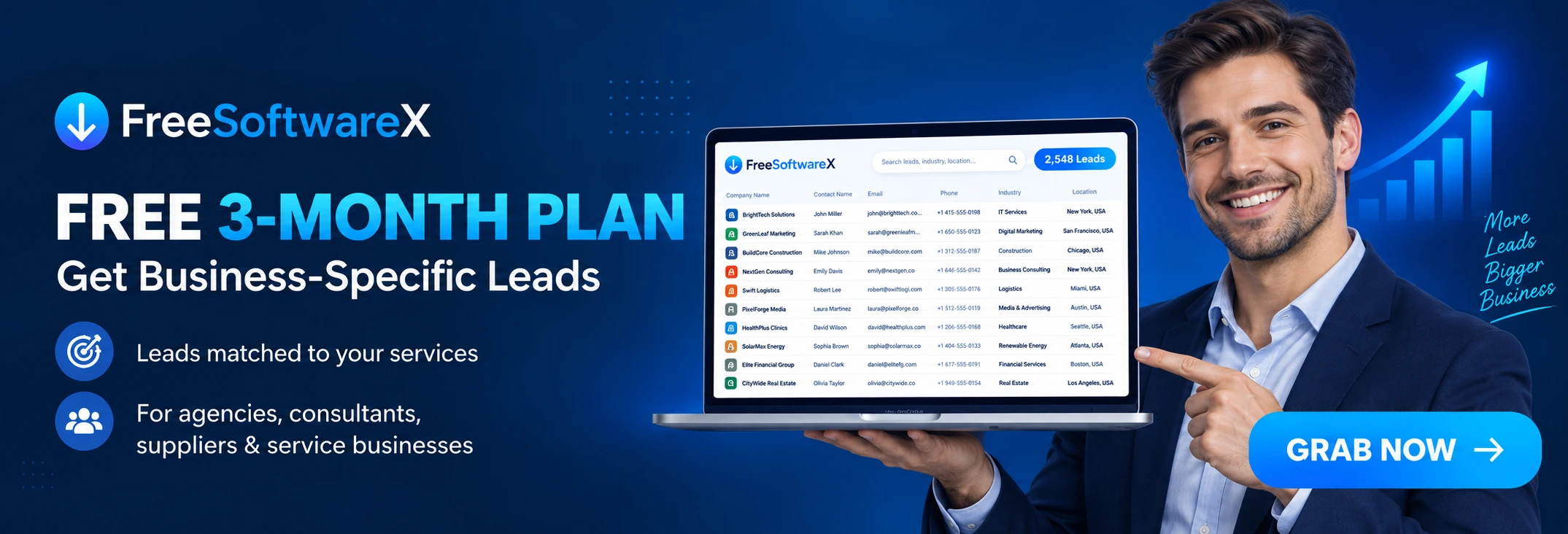 FreeSoftwareX — Free 3-Month Plan, Get Business-Specific Leads